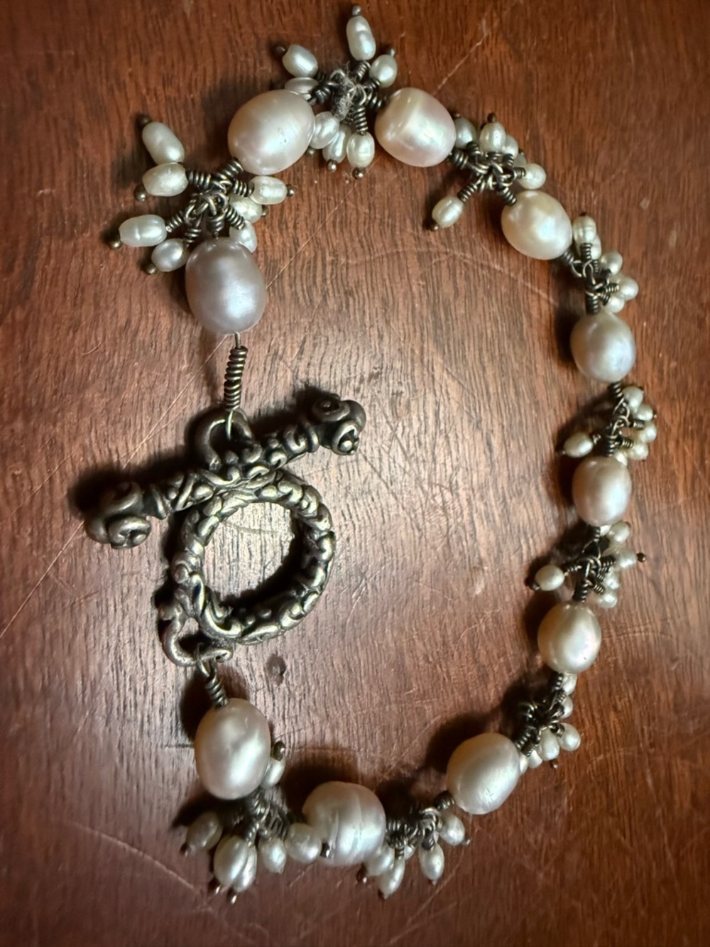 Silver & Freshwater Pearl Toggle Bracelet